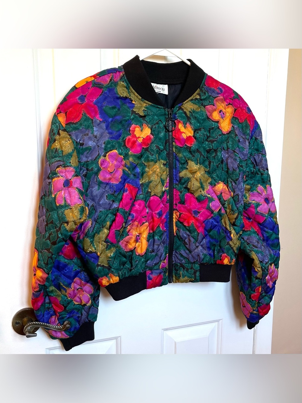 Vintage RARE 80’s-90’s Women’s Floral Quilted Bomber Jacket Le Chateau